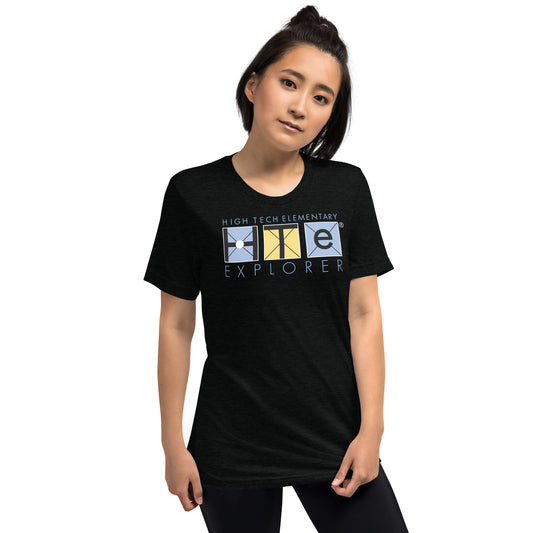 Adult Unisex Tri-blend T-Shirt, Blue Letters