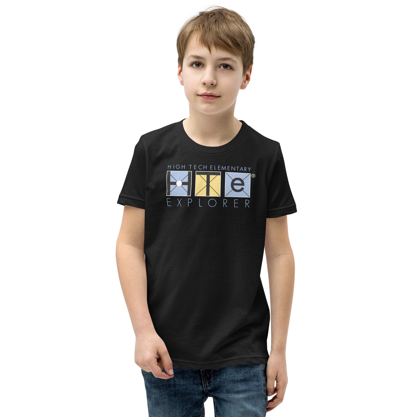 Youth Short Sleeve T-Shirt, Blue Lettering